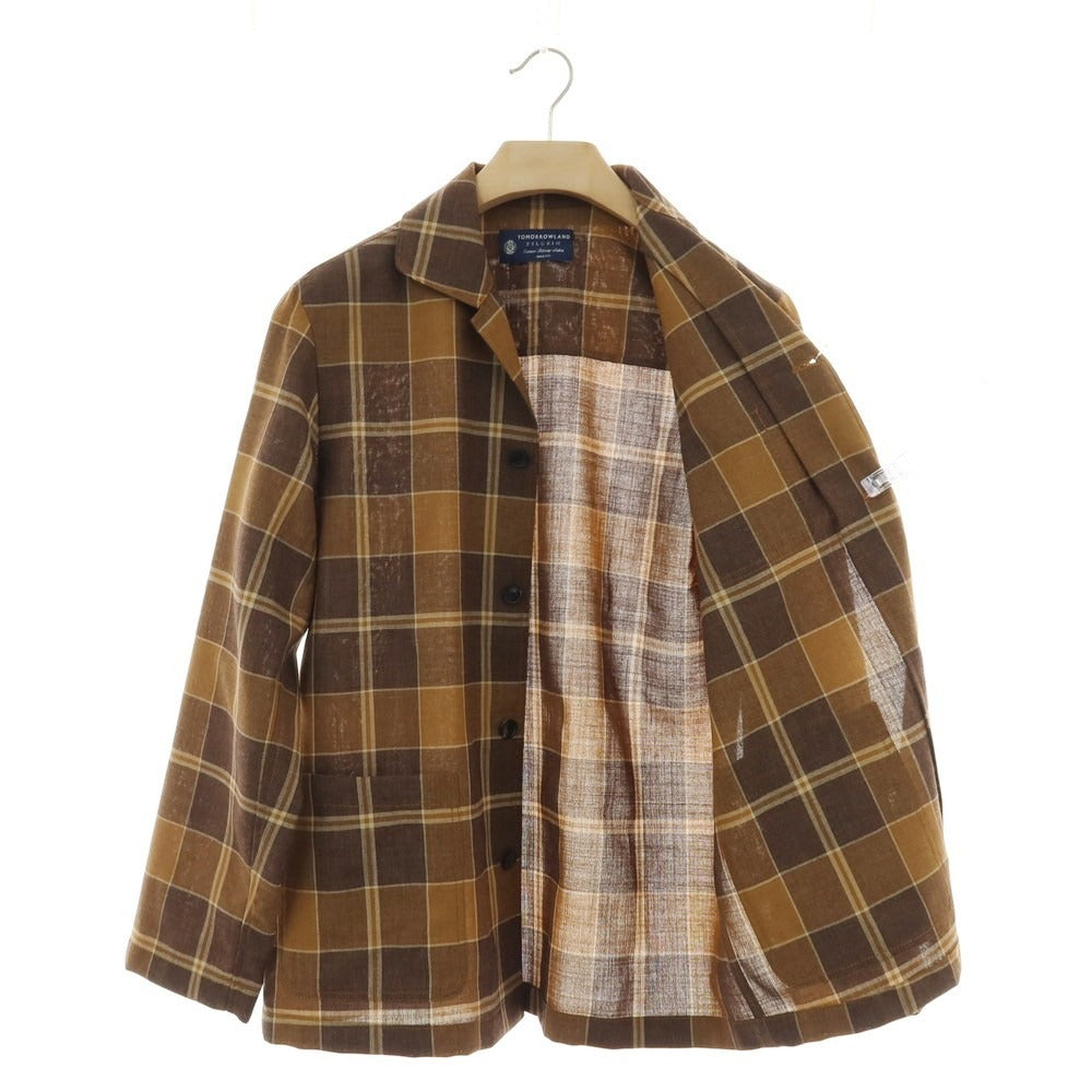 【中古】トゥモローランド TOMORROWLAND ウール チェック カバーオール ブラウンxベージュ【 M 】【 状態ランクA 】【 メンズ 】
