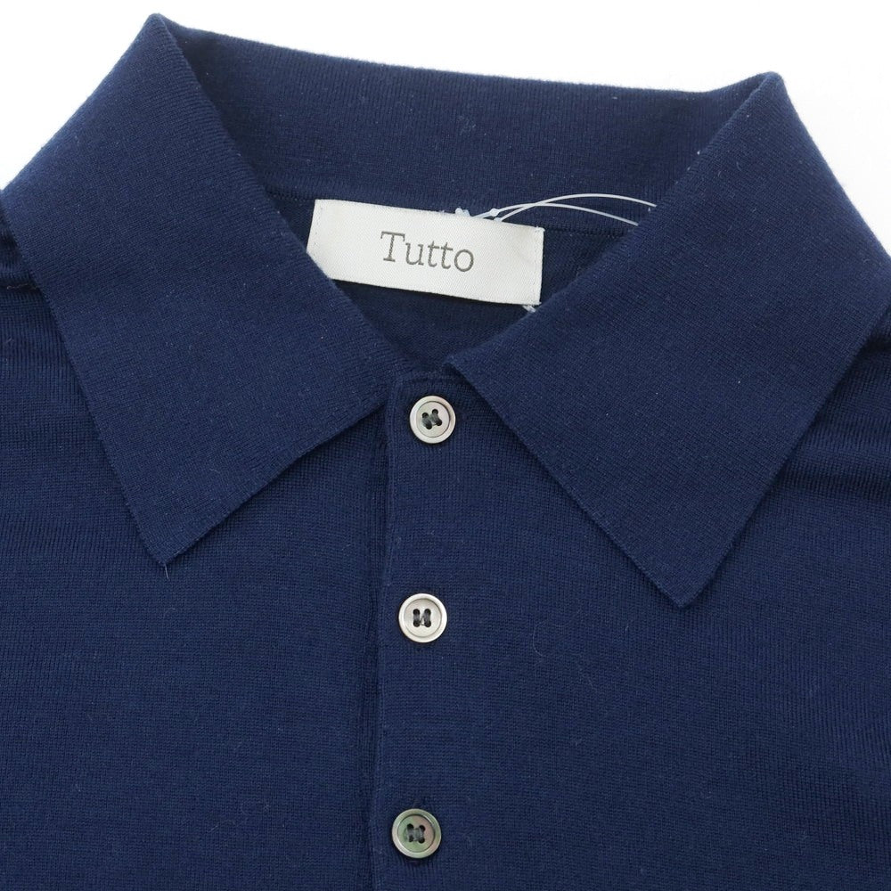 【中古】トゥット TUTTO ハイゲージ ウール 長袖 ポロニット ネイビー【 48 】【 状態ランクB 】【 メンズ 】