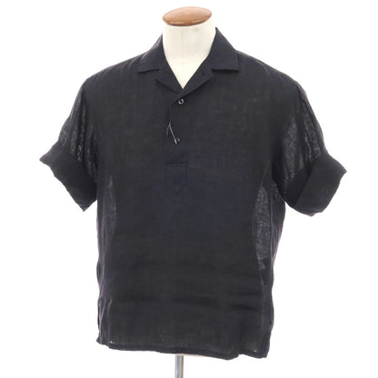 【中古】ランバンコレクション LANVIN COLLECTION リネン プルオーバー 半袖シャツ ブラック【サイズ46】【 状態ランクB 】【 メンズ 】