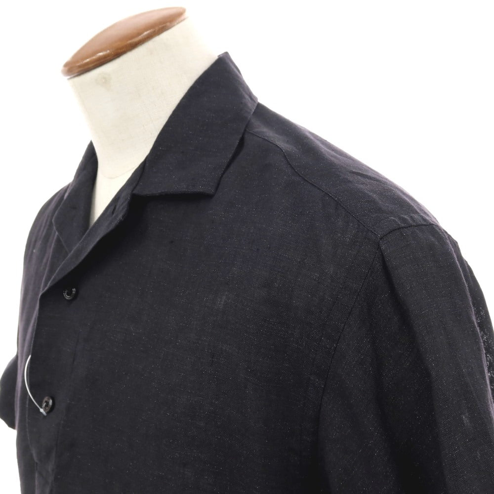 【中古】ランバンコレクション LANVIN COLLECTION リネン プルオーバー 半袖シャツ ブラック【サイズ46】【 状態ランクB 】【 メンズ 】