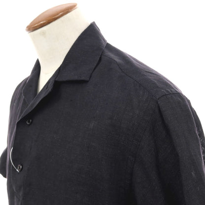 【中古】ランバンコレクション LANVIN COLLECTION リネン プルオーバー 半袖シャツ ブラック【サイズ46】【 状態ランクB 】【 メンズ 】