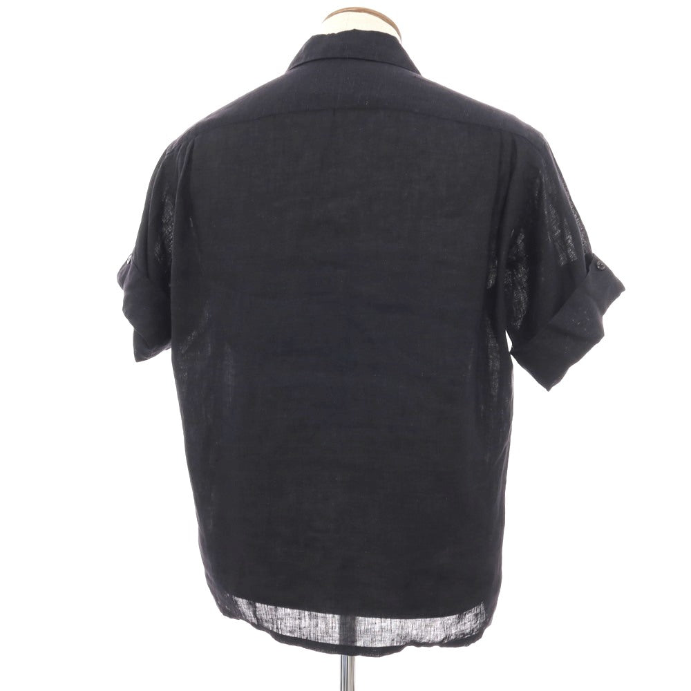【中古】ランバンコレクション LANVIN COLLECTION リネン プルオーバー 半袖シャツ ブラック【サイズ46】【 状態ランクB 】【 メンズ 】