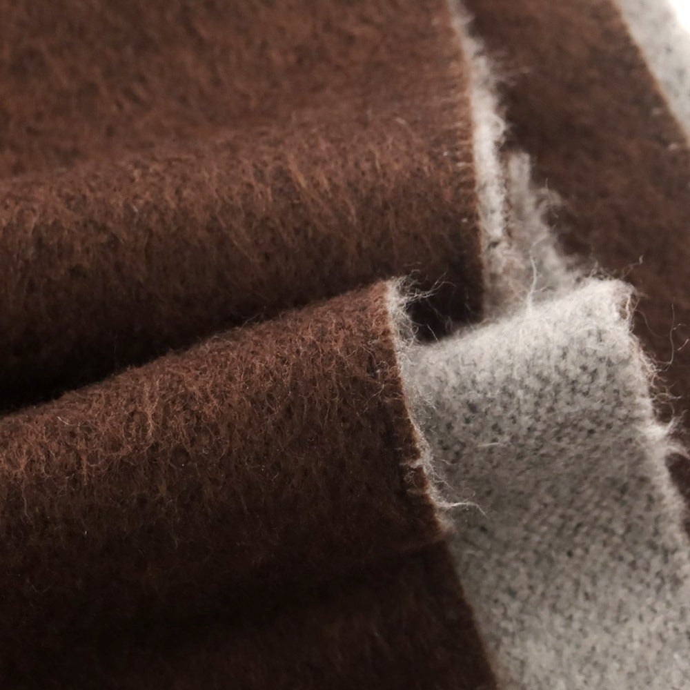 【中古】ピアチェンツァ PIACENZA シルクカシミヤ マフラー ブラウンxグレー【 状態ランクB 】【 メンズ 】