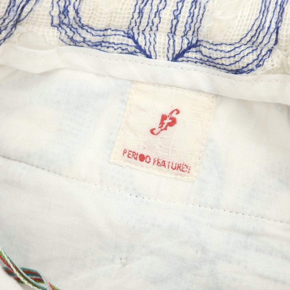 【中古】ピリオドフィーチャーズ PERIOD FEATURES コットン パンツ ホワイトxブルー【 3 】【 状態ランクB 】【 メンズ 】