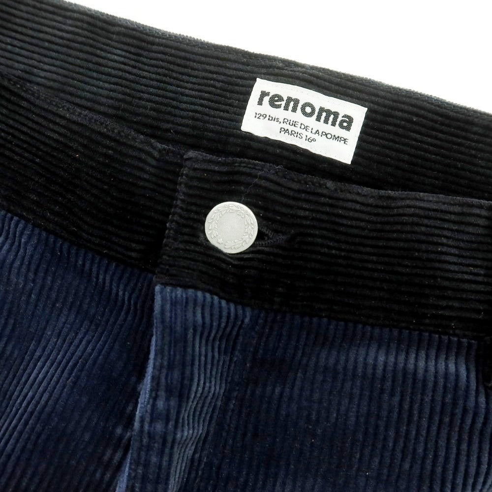 【中古】レノマ renoma コットン 中太畝 フレア コーデュロイパンツ ネイビーxブラック【 3 】【 状態ランクC 】【 メンズ 】