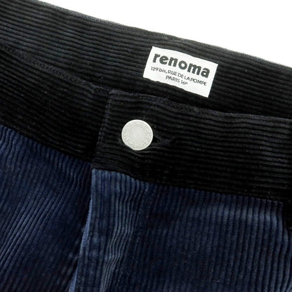 【中古】レノマ renoma コットン 中太畝 フレア コーデュロイパンツ ネイビーxブラック【 3 】【 状態ランクC 】【 メンズ 】