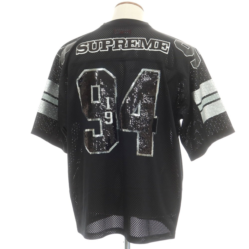 【中古】シュプリーム Supreme 2025年秋冬 Sequin Football Jersey フットボールジャージー ブラック【 M 】【 状態ランクA 】【 メンズ 】