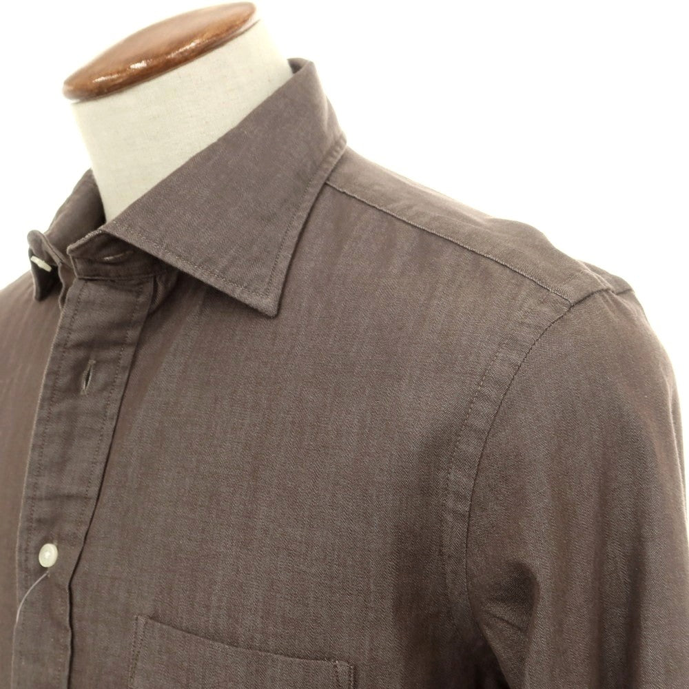 【中古】ユニバーサルランゲージ UNIVERSAL LANGUAGE コットン セミワイドカラー カジュアルシャツ アッシュブラウン【 M 】【 状態ランクB 】【 メンズ 】