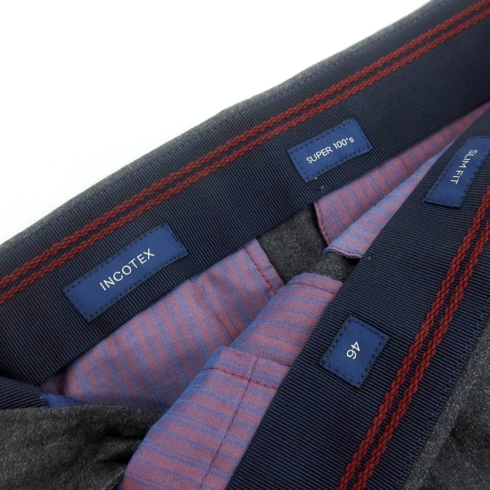 【中古】インコテックス INCOTEX SUPER100’s ウール ドレススラックスパンツ ダークグレー【 46 】【 状態ランクB 】【 メンズ 】