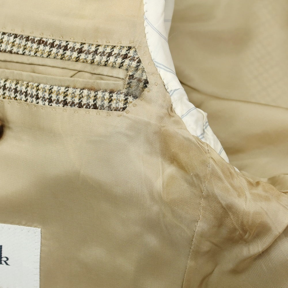 【中古】バタクハウスカット batak house cut ウールリネンシルク チェック 3B テーラードジャケット ベージュ【 38 】【 状態ランクD 】【 メンズ 】