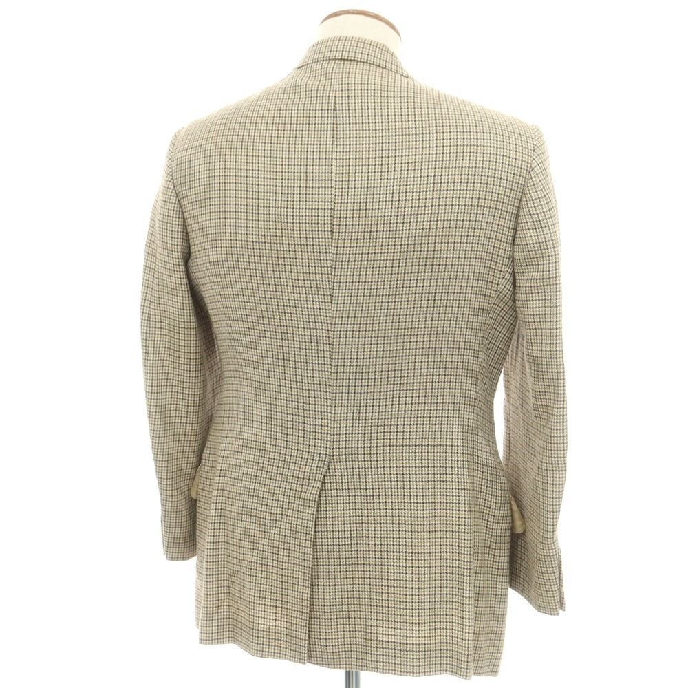 【中古】バタクハウスカット batak house cut ウールリネンシルク チェック 3B テーラードジャケット ベージュ【 38 】【 状態ランクD 】【 メンズ 】