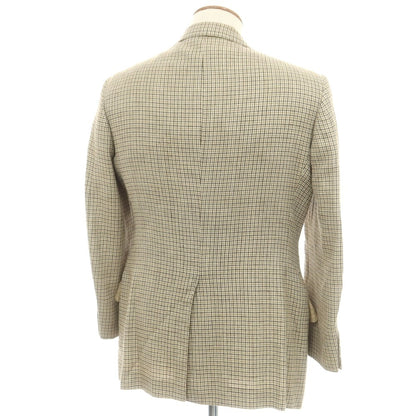 【中古】バタクハウスカット batak house cut ウールリネンシルク チェック 3B テーラードジャケット ベージュ【 38 】【 状態ランクD 】【 メンズ 】