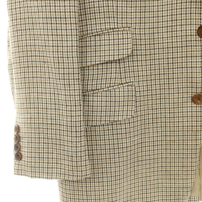 【中古】バタクハウスカット batak house cut ウールリネンシルク チェック 3B テーラードジャケット ベージュ【 38 】【 状態ランクD 】【 メンズ 】