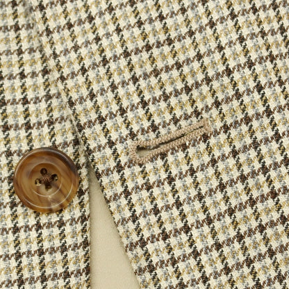 【中古】バタクハウスカット batak house cut ウールリネンシルク チェック 3B テーラードジャケット ベージュ【 38 】【 状態ランクD 】【 メンズ 】