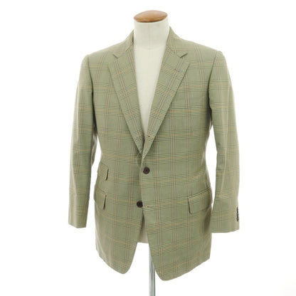 【中古】バタクハウスカット batak house cut コットン チェック 3B テーラードジャケット グリーンxマルチカラー【 表記なし（M位） 】【 状態ランクC 】【 メンズ 】