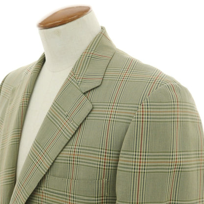 【中古】バタクハウスカット batak house cut コットン チェック 3B テーラードジャケット グリーンxマルチカラー【 表記なし（M位） 】【 状態ランクC 】【 メンズ 】