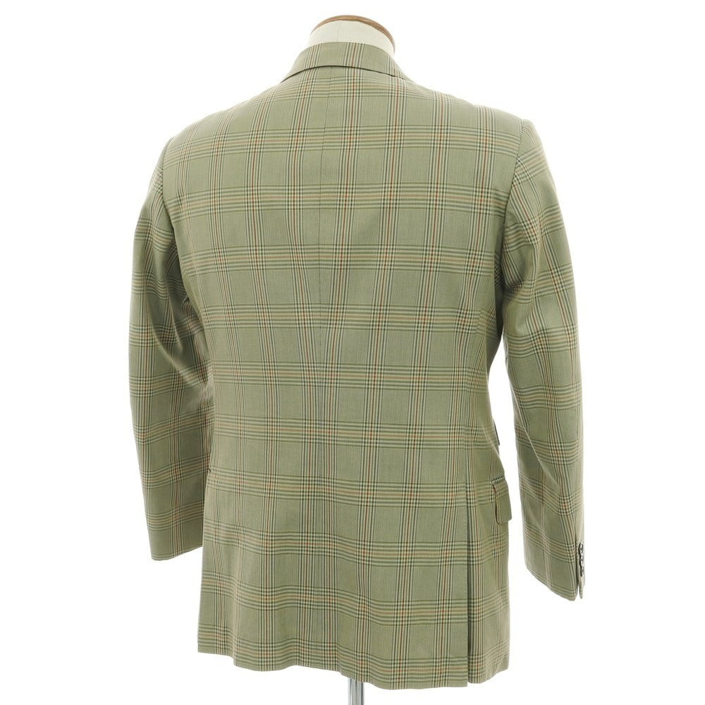【中古】バタクハウスカット batak house cut コットン チェック 3B テーラードジャケット グリーンxマルチカラー【 表記なし（M位） 】【 状態ランクC 】【 メンズ 】