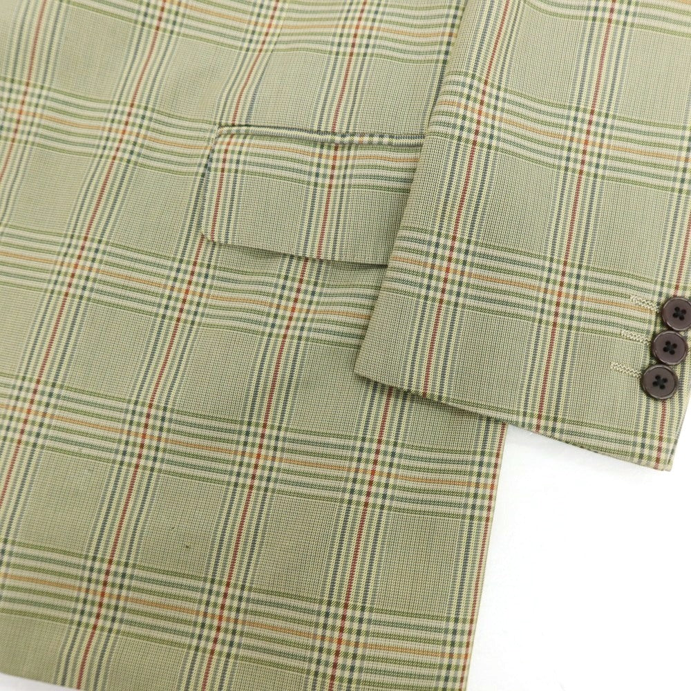 【中古】バタクハウスカット batak house cut コットン チェック 3B テーラードジャケット グリーンxマルチカラー【 表記なし（M位） 】【 状態ランクC 】【 メンズ 】