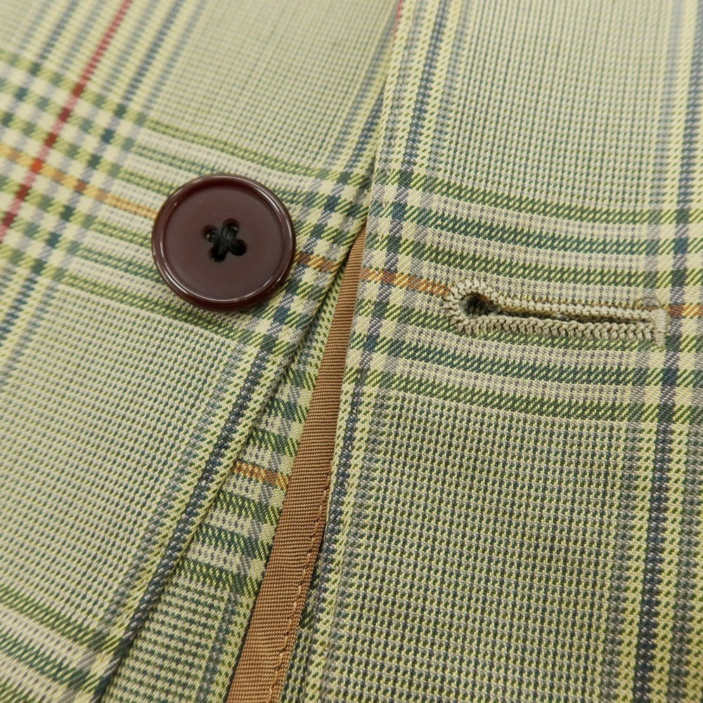 【中古】バタクハウスカット batak house cut コットン チェック 3B テーラードジャケット グリーンxマルチカラー【 表記なし（M位） 】【 状態ランクC 】【 メンズ 】