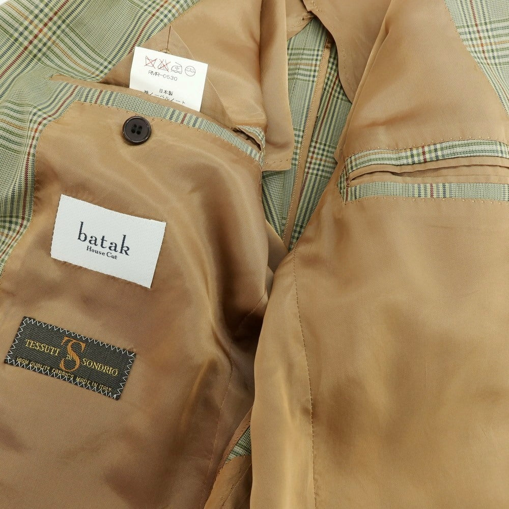 【中古】バタクハウスカット batak house cut コットン チェック 3B テーラードジャケット グリーンxマルチカラー【 表記なし（M位） 】【 状態ランクC 】【 メンズ 】