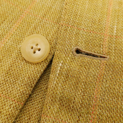 【中古】バタクハウスカット batak house cut シルクリネン チェック 3B テーラードジャケット イエローオーカー【 表記なし（M位） 】【 状態ランクC 】【 メンズ 】