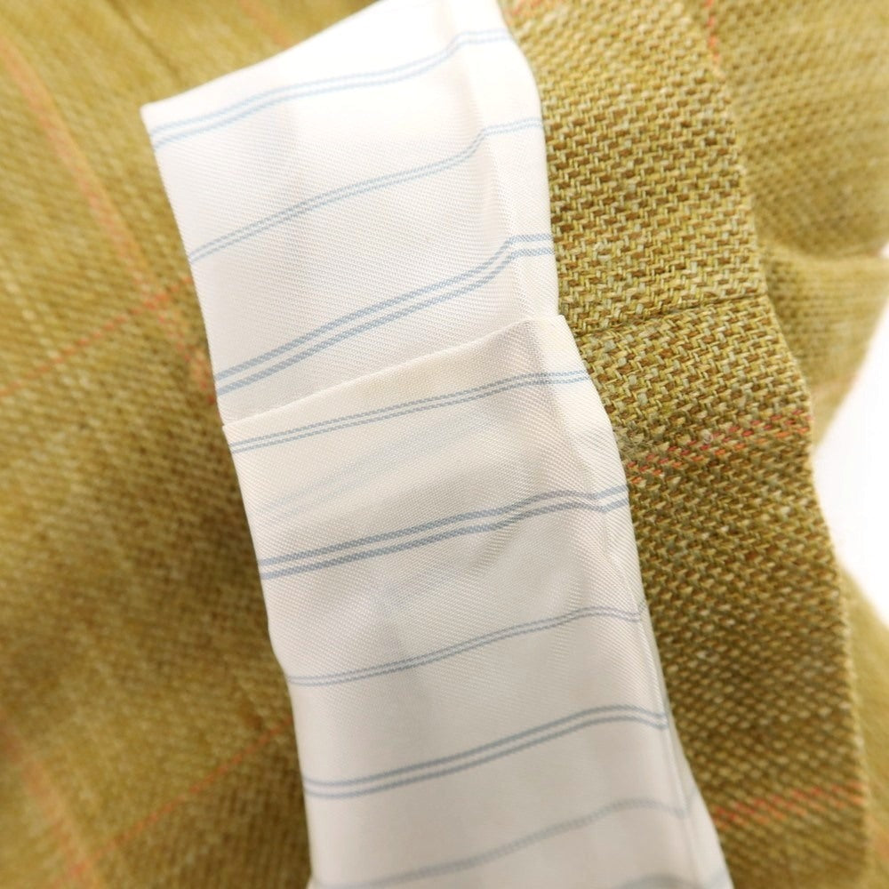 【中古】バタクハウスカット batak house cut シルクリネン チェック 3B テーラードジャケット イエローオーカー【 表記なし（M位） 】【 状態ランクC 】【 メンズ 】