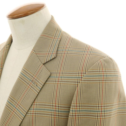 【中古】バタクハウスカット batak house cut コットン チェック 2B テーラードジャケット ダークベージュxマルチカラー【 表記なし（M位） 】【 状態ランクC 】【 メンズ 】