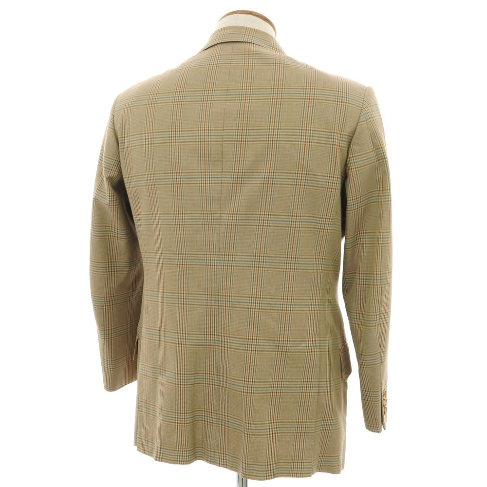 【中古】バタクハウスカット batak house cut コットン チェック 2B テーラードジャケット ダークベージュxマルチカラー【 表記なし（M位） 】【 状態ランクC 】【 メンズ 】