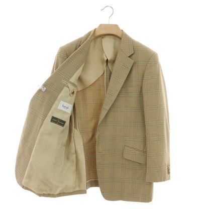 【中古】バタクハウスカット batak house cut コットン チェック 2B テーラードジャケット ダークベージュxマルチカラー【 表記なし（M位） 】【 状態ランクC 】【 メンズ 】