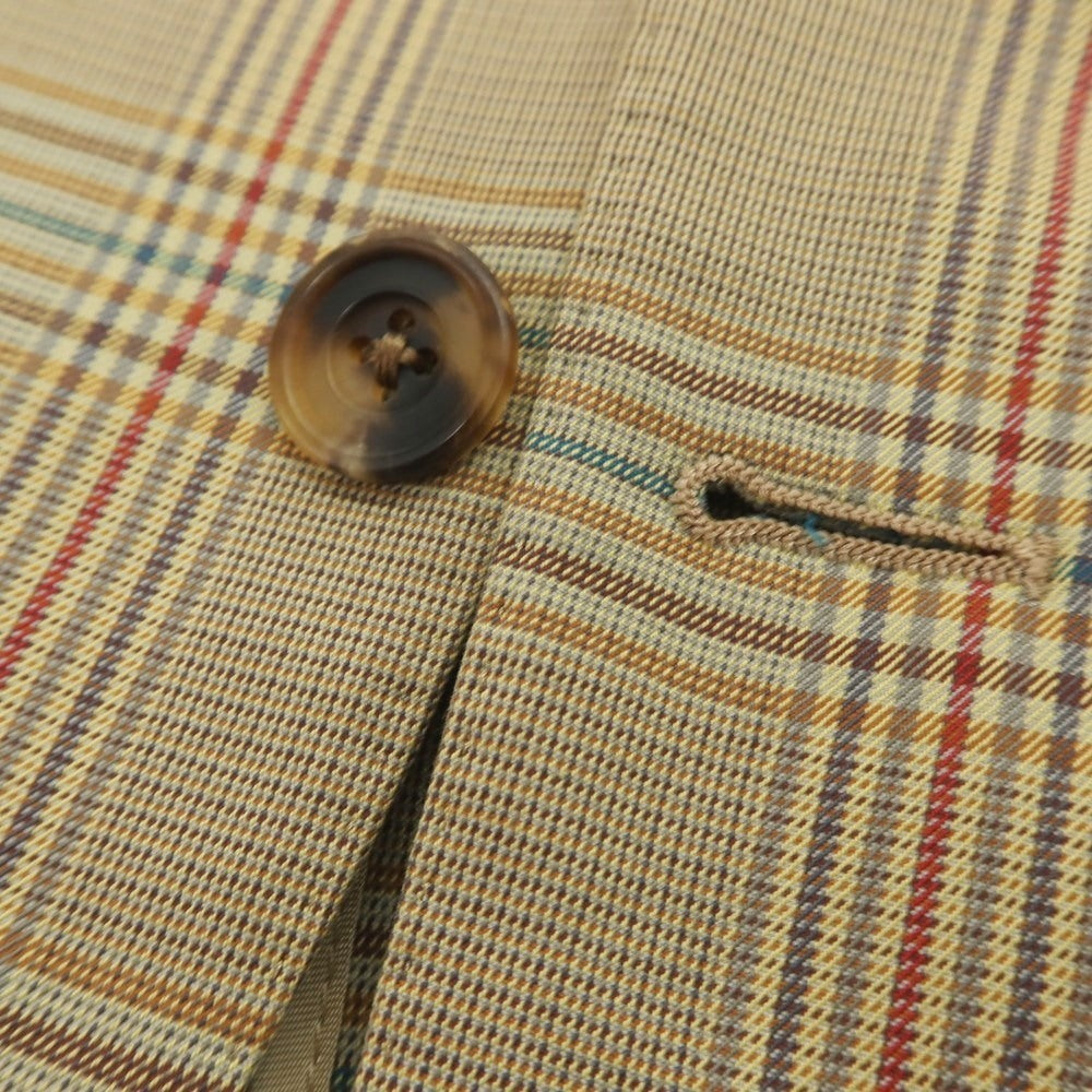 【中古】バタクハウスカット batak house cut コットン チェック 2B テーラードジャケット ダークベージュxマルチカラー【 表記なし（M位） 】【 状態ランクC 】【 メンズ 】