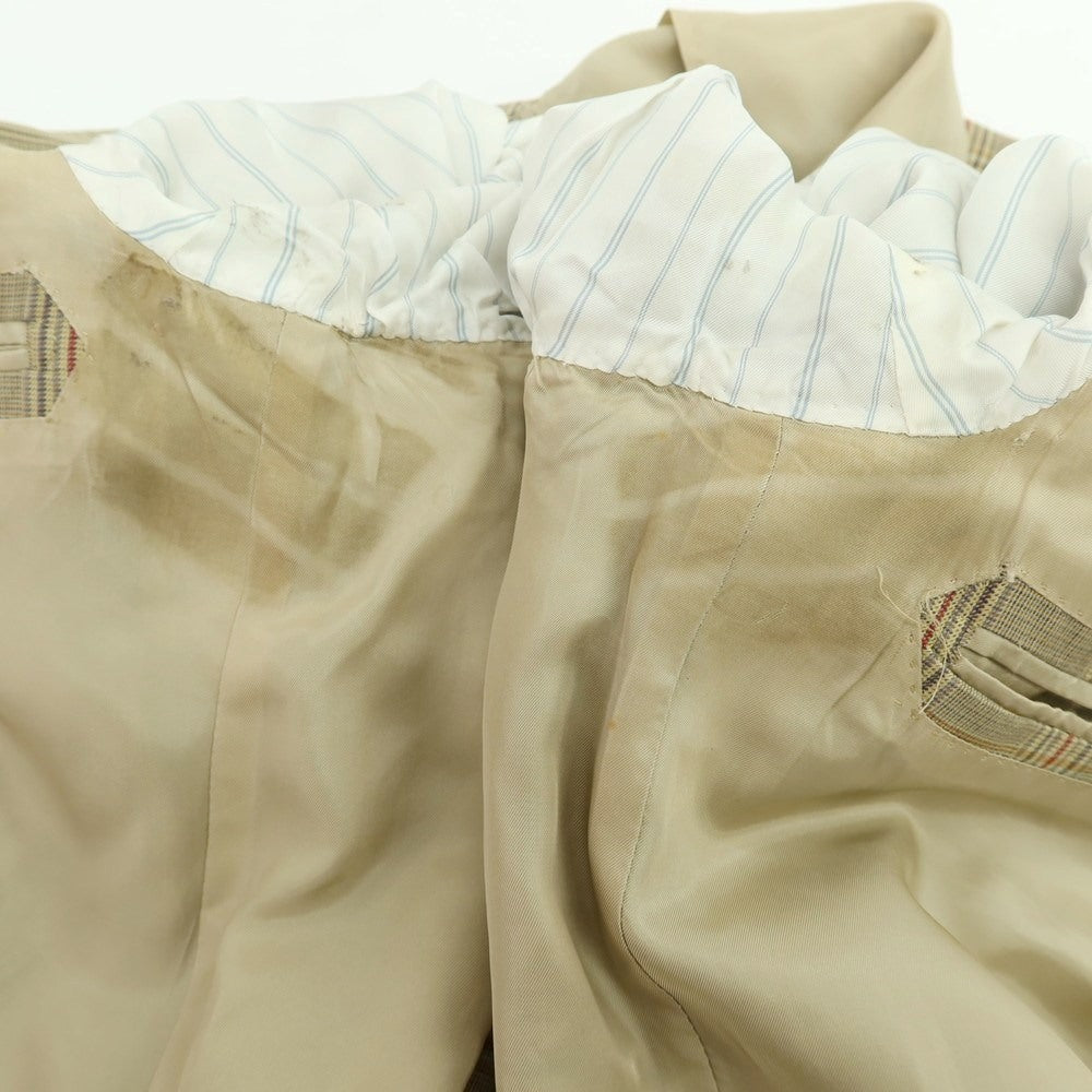 【中古】バタクハウスカット batak house cut コットン チェック 2B テーラードジャケット ダークベージュxマルチカラー【 表記なし（M位） 】【 状態ランクC 】【 メンズ 】