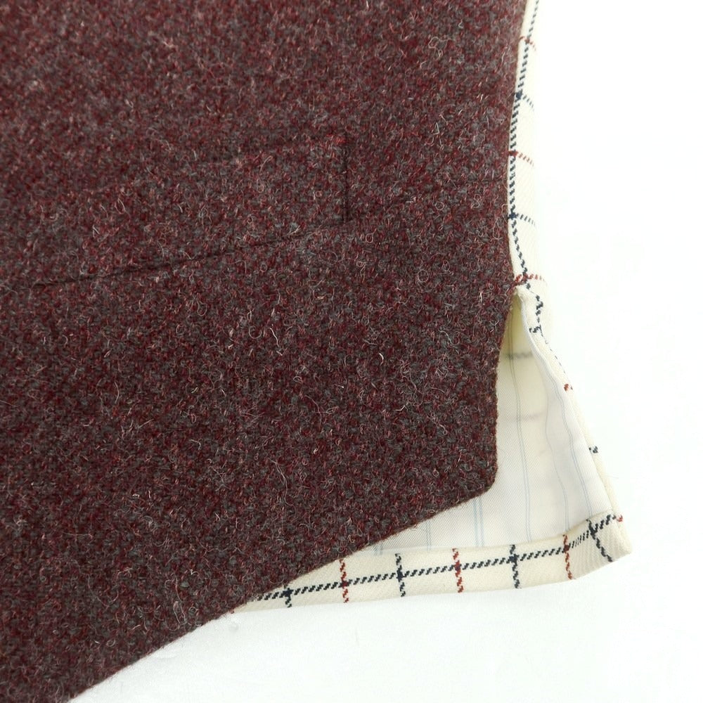 【中古】バタクハウスカット batak house cut ハリスツイード カジュアル系ジレ ボルドー【 サイズ表記なし（M位） 】【 状態ランクB 】【 メンズ 】