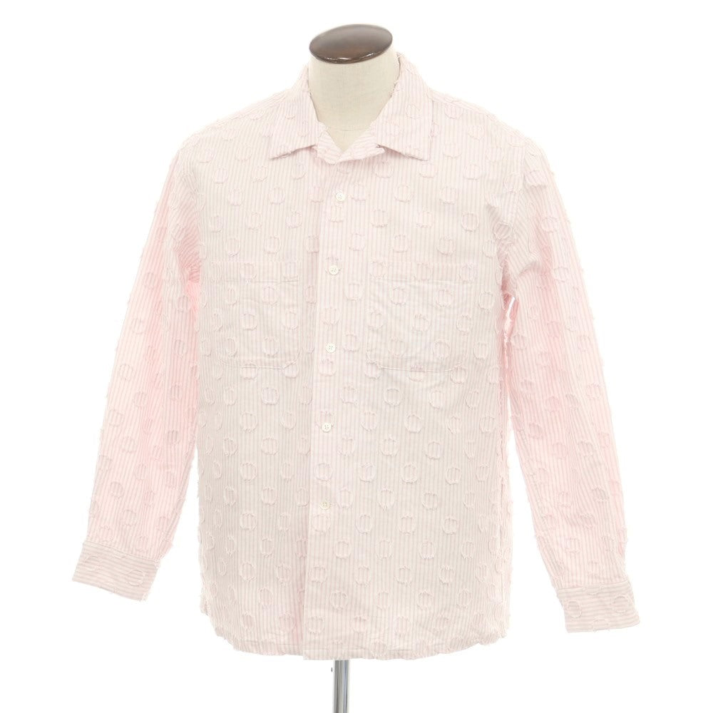 【中古】ビームスプラス BEAMS PLUS 2025年秋冬 バーンアウトドット キャンディストライプ オープンカラー カジュアルシャツ ピンクxホワイト【 L 】【 状態ランクA 】【 メンズ 】