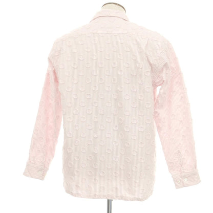 【中古】ビームスプラス BEAMS PLUS 2025年秋冬 バーンアウトドット キャンディストライプ オープンカラー カジュアルシャツ ピンクxホワイト【 L 】【 状態ランクA 】【 メンズ 】