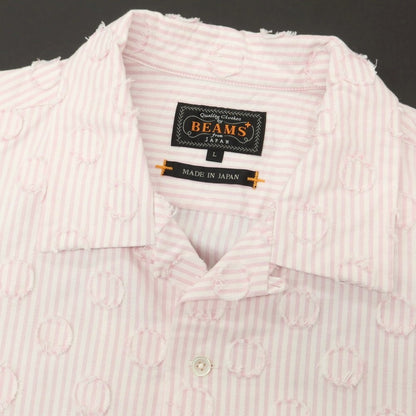 【中古】ビームスプラス BEAMS PLUS 2025年秋冬 バーンアウトドット キャンディストライプ オープンカラー カジュアルシャツ ピンクxホワイト【 L 】【 状態ランクA 】【 メンズ 】