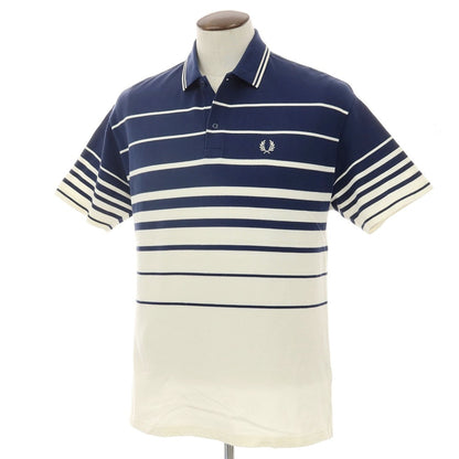 【中古】フレッドペリー FRED PERRY BEAMS別注 コットン ボーダー 半袖ポロシャツ ネイビーxオフホワイト【サイズL】【 状態ランクB 】【 メンズ 】