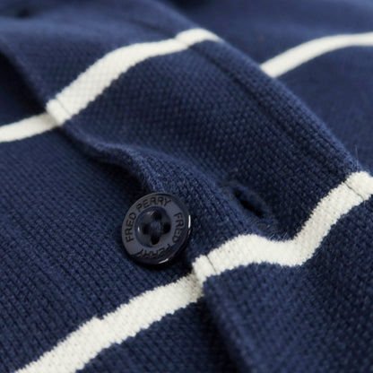 【中古】フレッドペリー FRED PERRY BEAMS別注 コットン ボーダー 半袖ポロシャツ ネイビーxオフホワイト【サイズL】【 状態ランクB 】【 メンズ 】
