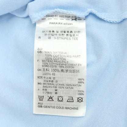 【中古】アディダス adidas コットン クルーネック 半袖Ｔシャツ ライトブルーxネイビー【サイズJPN：S】【 状態ランクB 】【 メンズ 】