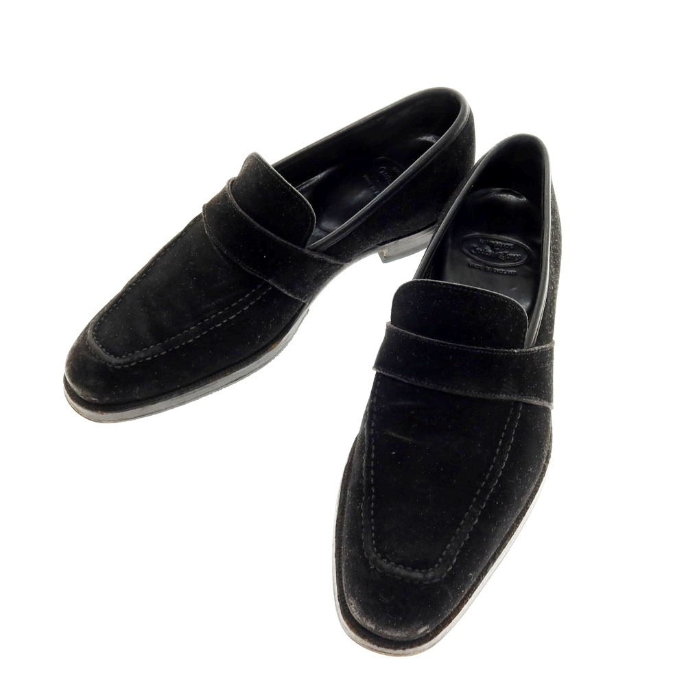 【中古】クロケットアンドジョーンズ CROCKETT&amp;JONES ハンドグレード スエード ローファー ブラック【 6D 】【 状態ランクC 】【 メンズ 】