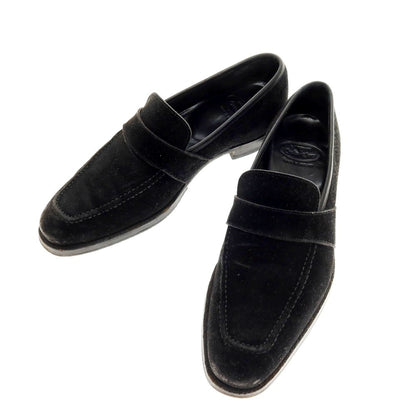 【中古】クロケットアンドジョーンズ CROCKETT&amp;JONES ハンドグレード スエード ローファー ブラック【 6D 】【 状態ランクC 】【 メンズ 】