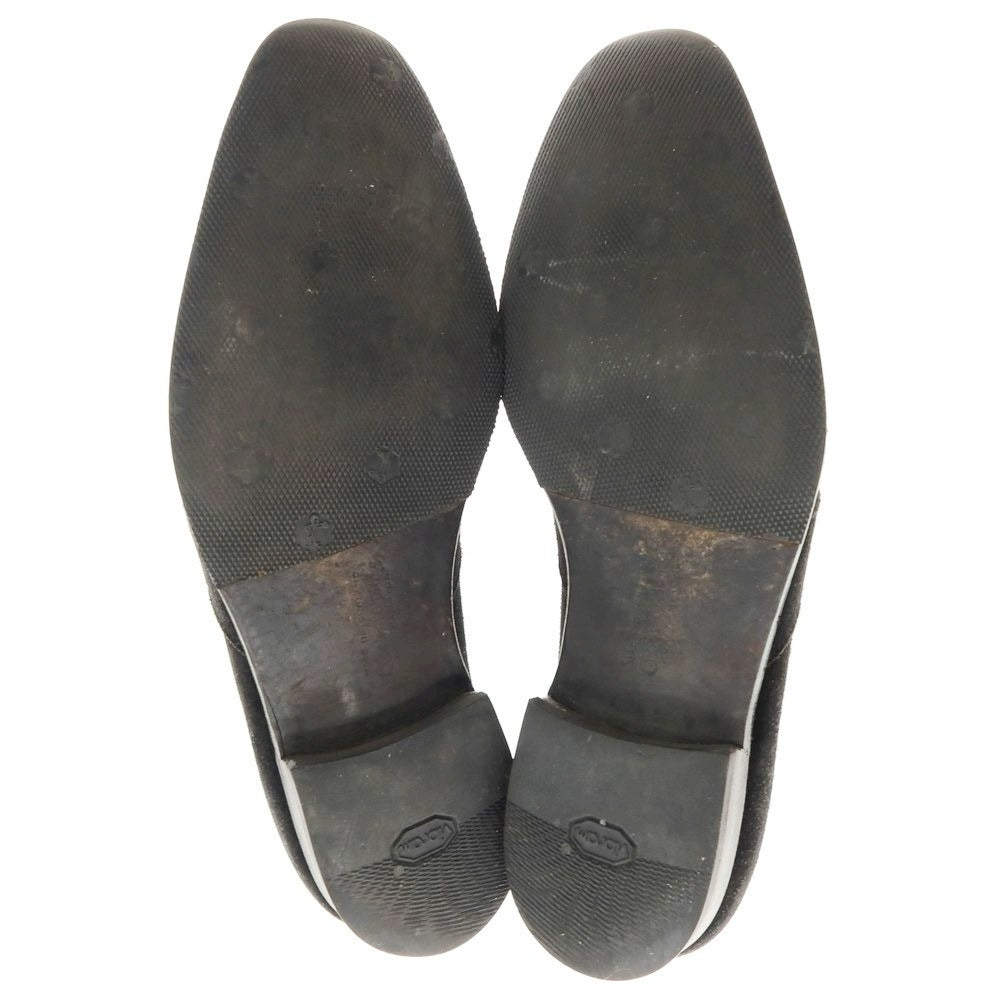 【中古】クロケットアンドジョーンズ CROCKETT&amp;JONES ハンドグレード スエード ローファー ブラック【 6D 】【 状態ランクC 】【 メンズ 】