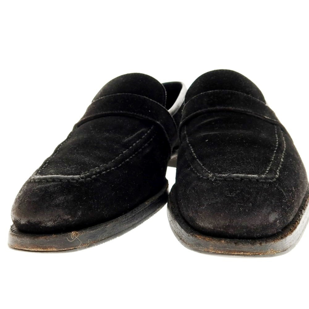 【中古】クロケットアンドジョーンズ CROCKETT&amp;JONES ハンドグレード スエード ローファー ブラック【 6D 】【 状態ランクC 】【 メンズ 】