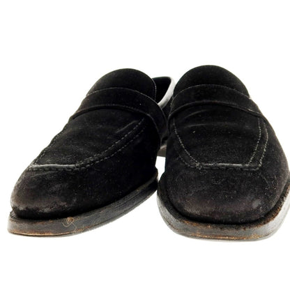 【中古】クロケットアンドジョーンズ CROCKETT&amp;JONES ハンドグレード スエード ローファー ブラック【 6D 】【 状態ランクC 】【 メンズ 】