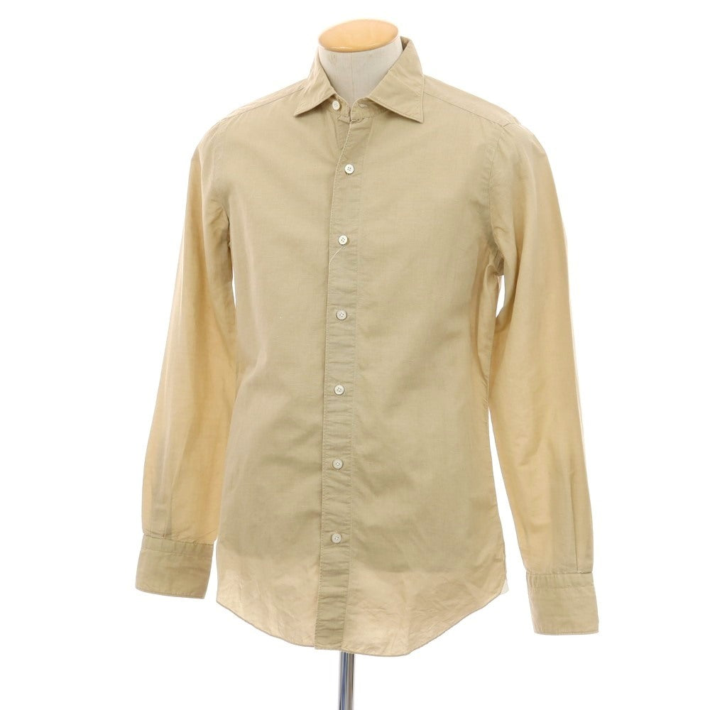 【中古】フィナモレ Finamore コットンリネン ワイドカラー カジュアルシャツ ベージュ【サイズ38】【 状態ランクB 】【 メンズ 】