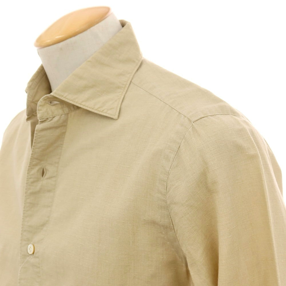 【中古】フィナモレ Finamore コットンリネン ワイドカラー カジュアルシャツ ベージュ【サイズ38】【 状態ランクB 】【 メンズ 】