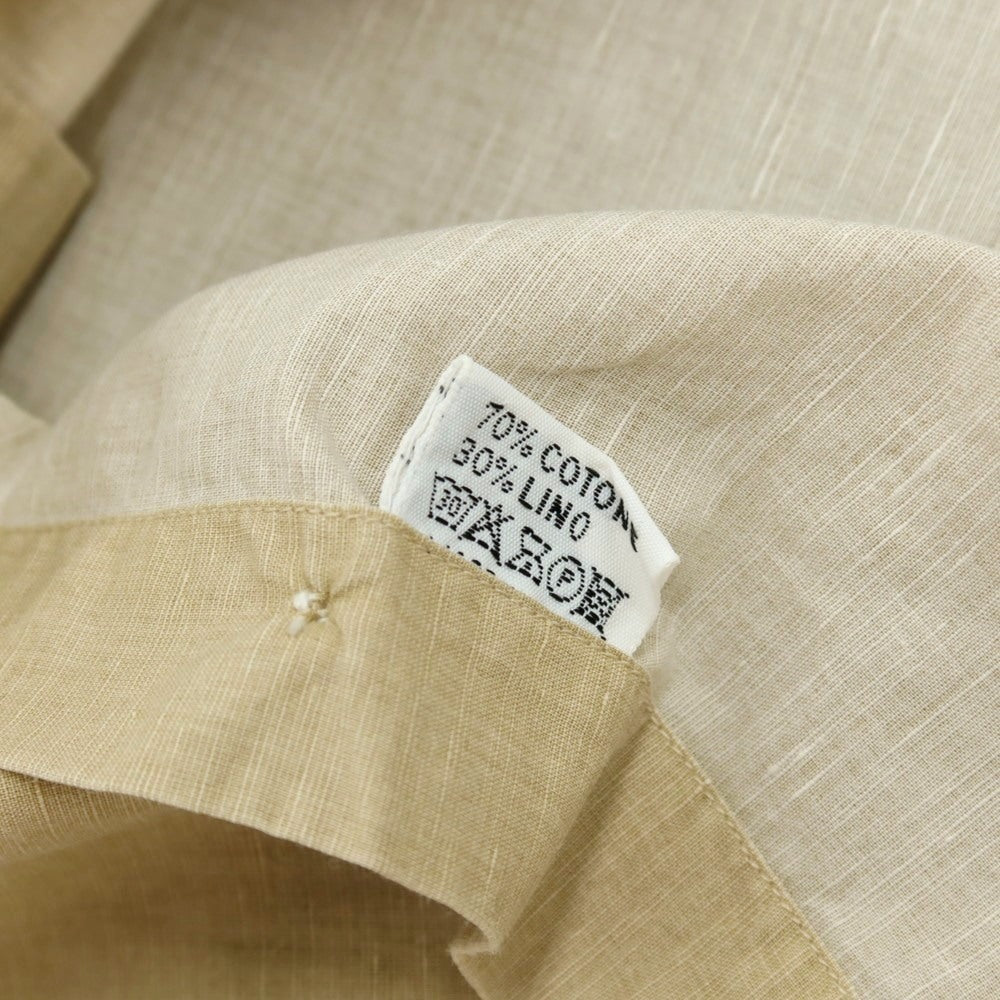 【中古】フィナモレ Finamore コットンリネン ワイドカラー カジュアルシャツ ベージュ【サイズ38】【 状態ランクB 】【 メンズ 】