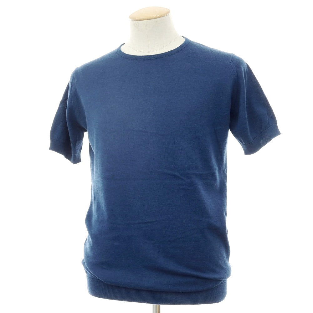 【中古】ジョンスメドレー JOHN SMEDLEY ハイゲージ シーアイランドコットン クルーネック 半袖 プルオーバーニット ダークブルー【サイズS】【 状態ランクB 】【 メンズ 】