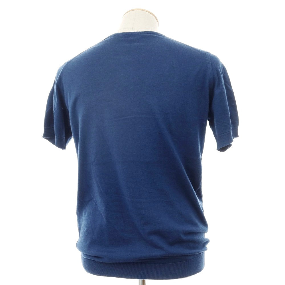 【中古】ジョンスメドレー JOHN SMEDLEY ハイゲージ シーアイランドコットン クルーネック 半袖 プルオーバーニット ダークブルー【サイズS】【 状態ランクB 】【 メンズ 】
