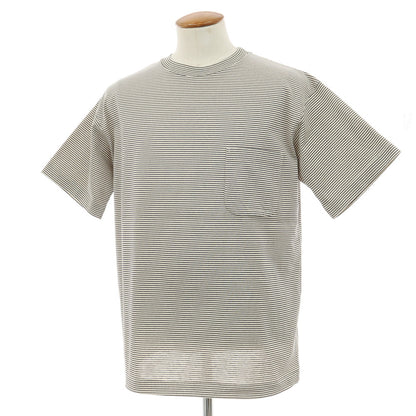 【中古】アボンタージ A VONTADE コットン ボーダー クルーネック 半袖ポケットTシャツ ベージュxネイビー【サイズM】【 状態ランクA 】【 メンズ 】