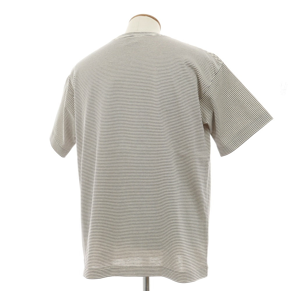 【中古】アボンタージ A VONTADE コットン ボーダー クルーネック 半袖ポケットTシャツ ベージュxネイビー【サイズM】【 状態ランクA 】【 メンズ 】